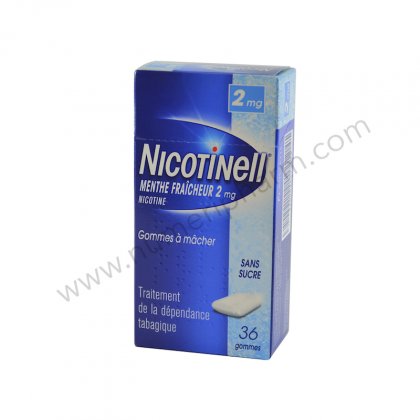 NICOTINELL MENTHE 2 mg, 36 gommes à mâcherSANS SUCRE