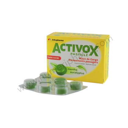ACTIVOX SANS SUCRE MENTHE EUCALYPTUS, pastille dulcore au sorbitol