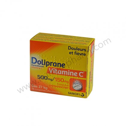 DOLIPRANE VITAMINEC 500 mg/150 mg, comprim effervescent