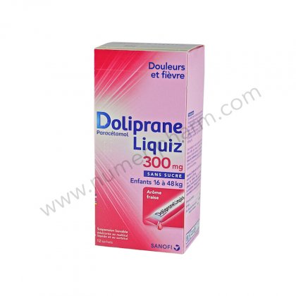 DOLIPRANELIQUIZ 300 mg SANS SUCRE, suspension buvable en sachet dulcore au maltitol liquide et au sorbitol