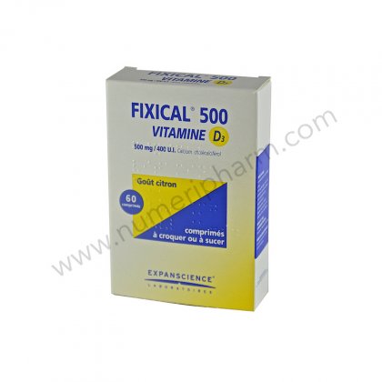 FIXICAL VITAMINE D3 500 mg/400 UI, comprim  croquer ou  sucer