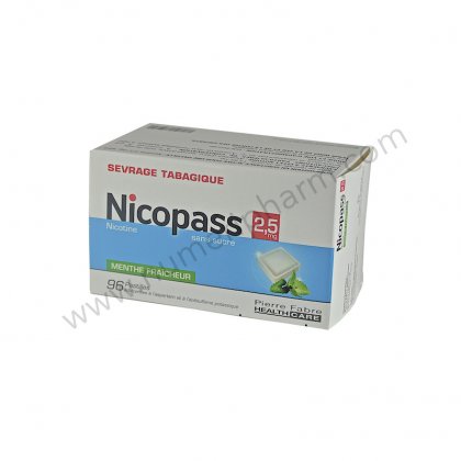 NICOPASS MENTHE FRAICHEUR 2,5 mg SANS SUCRE, pastille dulcore  l'aspartam et  l'acsulfame potassique