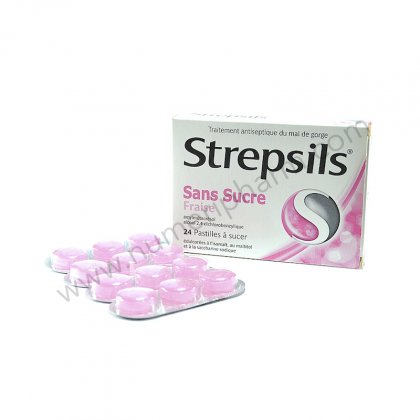 STREPSILS FRAISE SANS SUCRE, pastille 