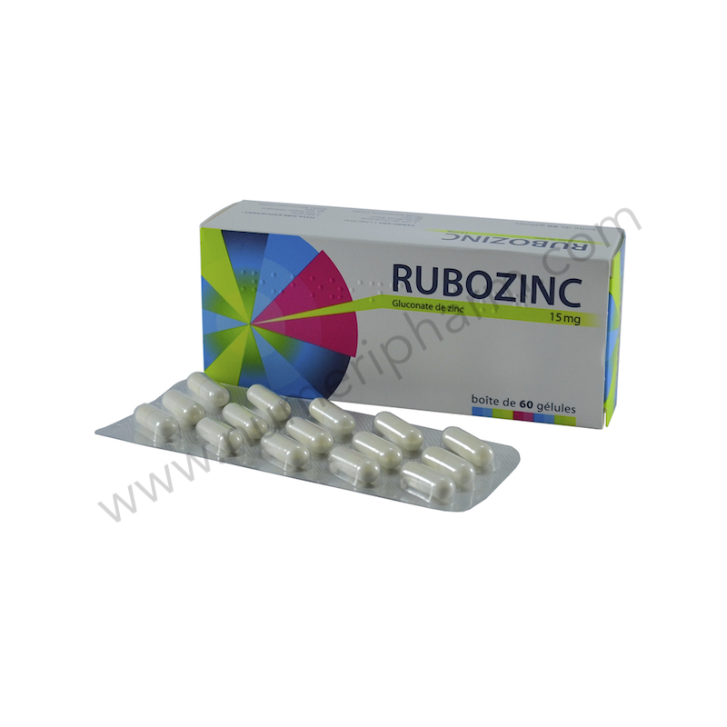 Rubozinc 15 mg, 60 gélules - Médicament contre l'acné